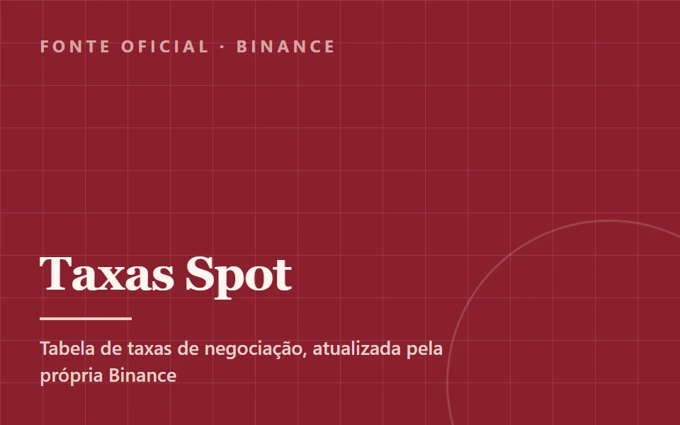 Taxas oficiais de trading Spot da Binance