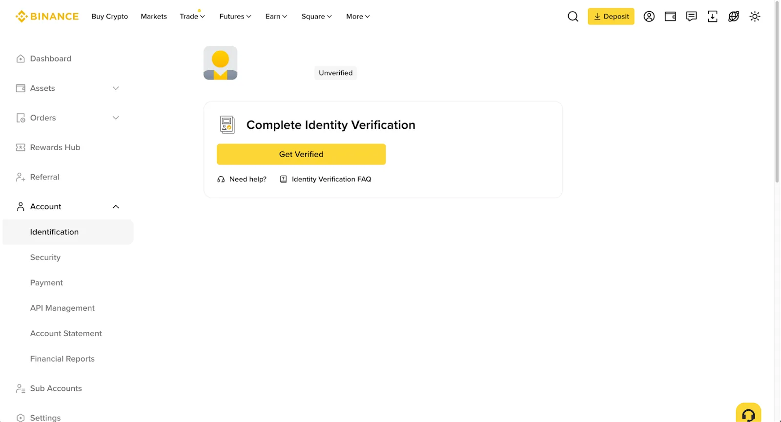 KYC da Binance falhou ou está em análise?