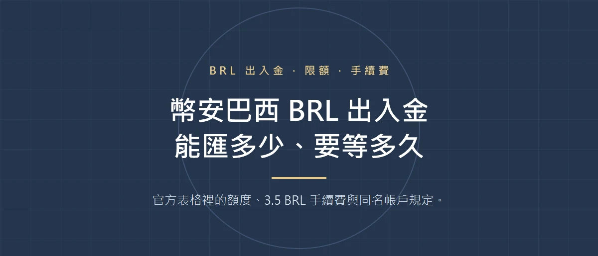 幣安巴西 BRL 出入金：限額、手續費、到帳時間與同名帳戶規定