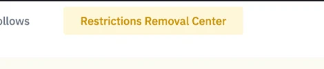 Detalhe da captura oficial da Central do Usuário P2P mostrando a aba Restrictions Removal Center, em português Central de Remoção de Restrições, destacada ao lado da aba Follows