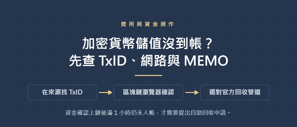 幣安加密貨幣儲值沒到帳？先查 TxID、網路與 MEMO 再選回收管道