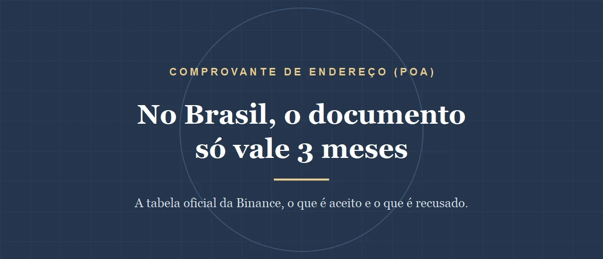 Comprovante de endereço na Binance: no Brasil o documento só vale 3 meses